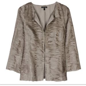 Eileen Fisher Ripple Bindu Silk Jacket Size Medium Taupe Grey Slik Lagenlook